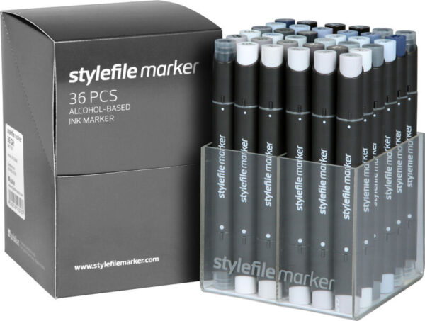 Stylefile 36 markers alle grijs